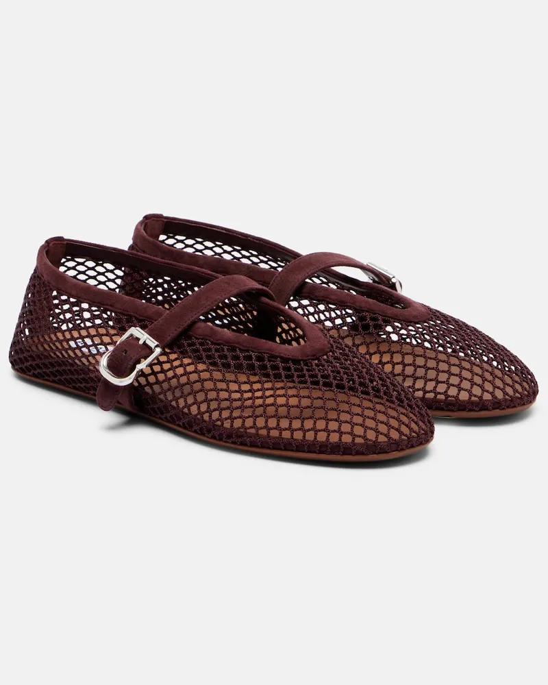 Alaïa Alaïa Mary-Jane-Ballerinas Ballerine aus Mesh Burgunderrot