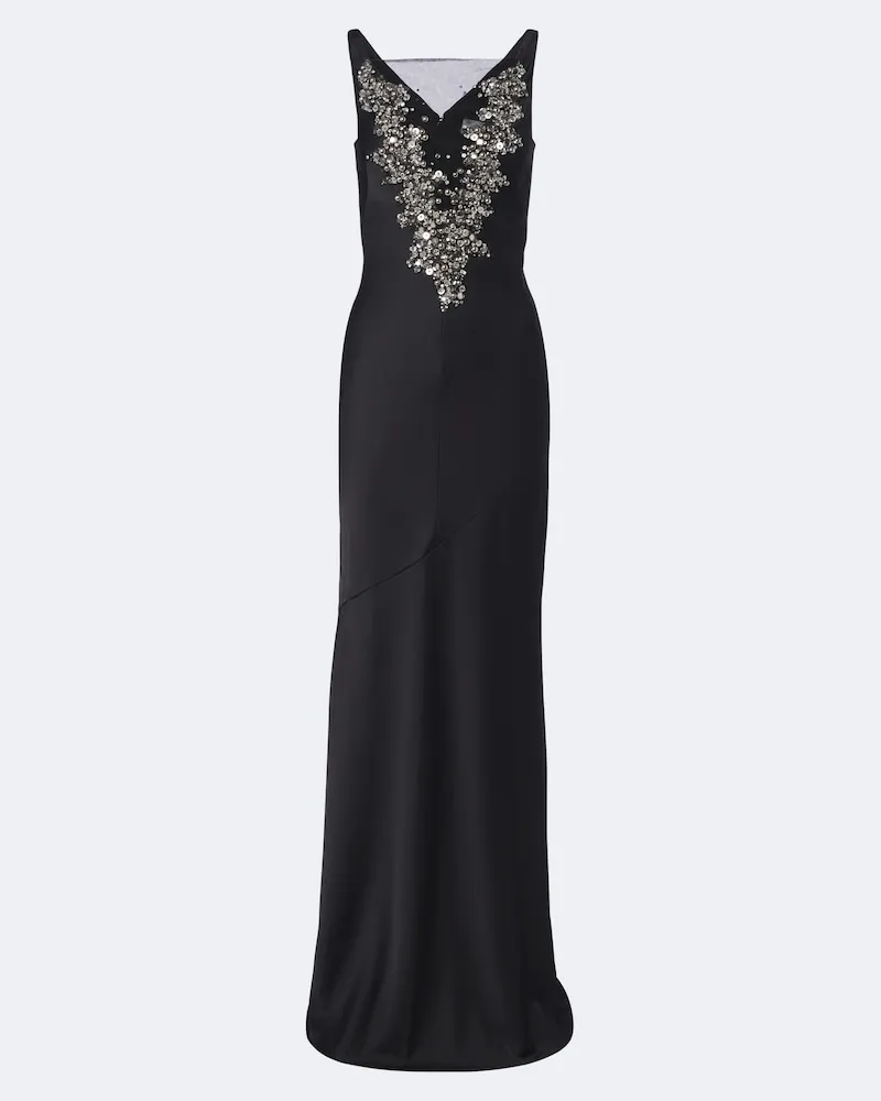 Safiyaa Verzierte Robe Mela aus Crêpe Schwarz