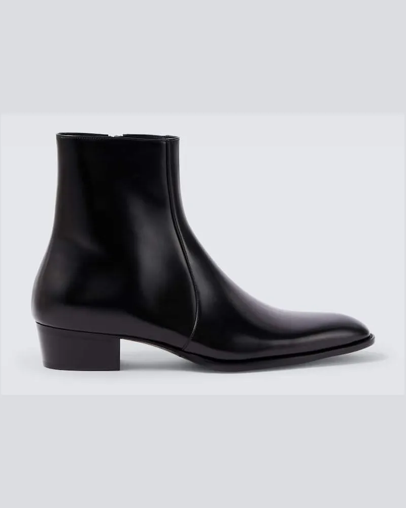 Saint Laurent Ankle Boots Roman aus Leder Schwarz