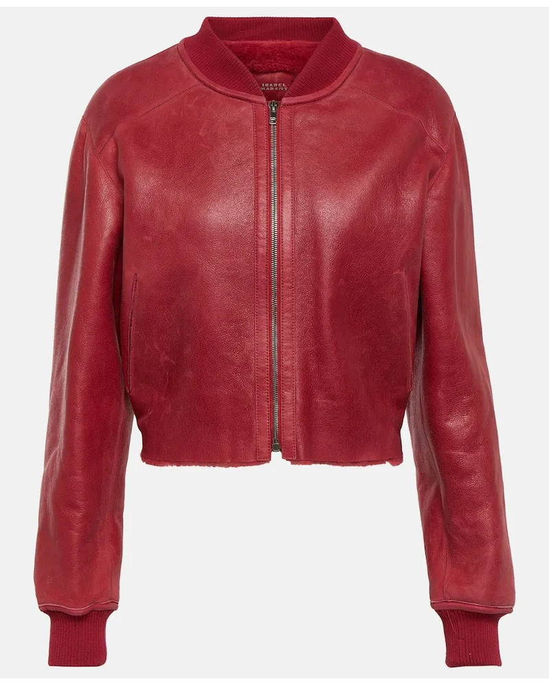 Isabel Marant Lederjacke Olina mit Shearling Rot