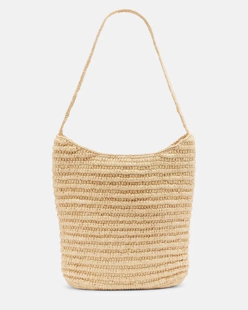 The Row Schultertasche Alma Medium aus Raffiabast Beige