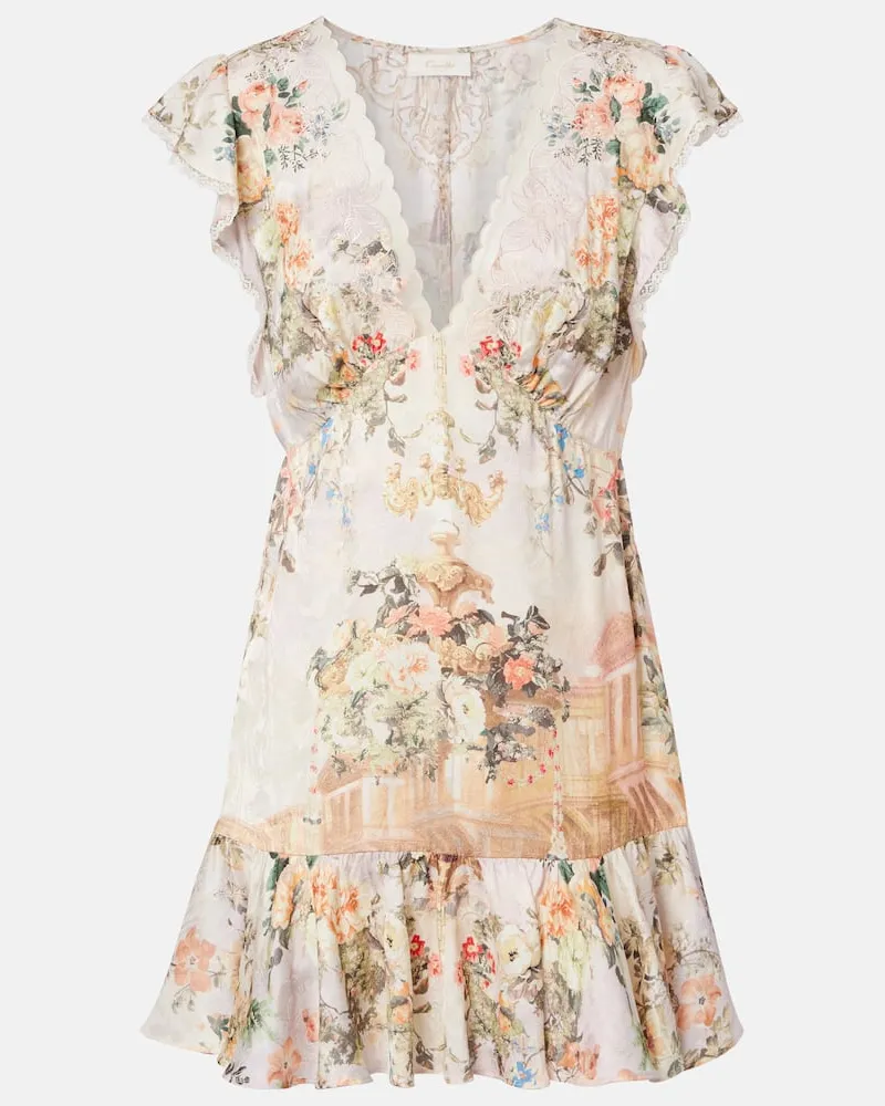 Camilla Verziertes Minikleid mit Spitze Weiß