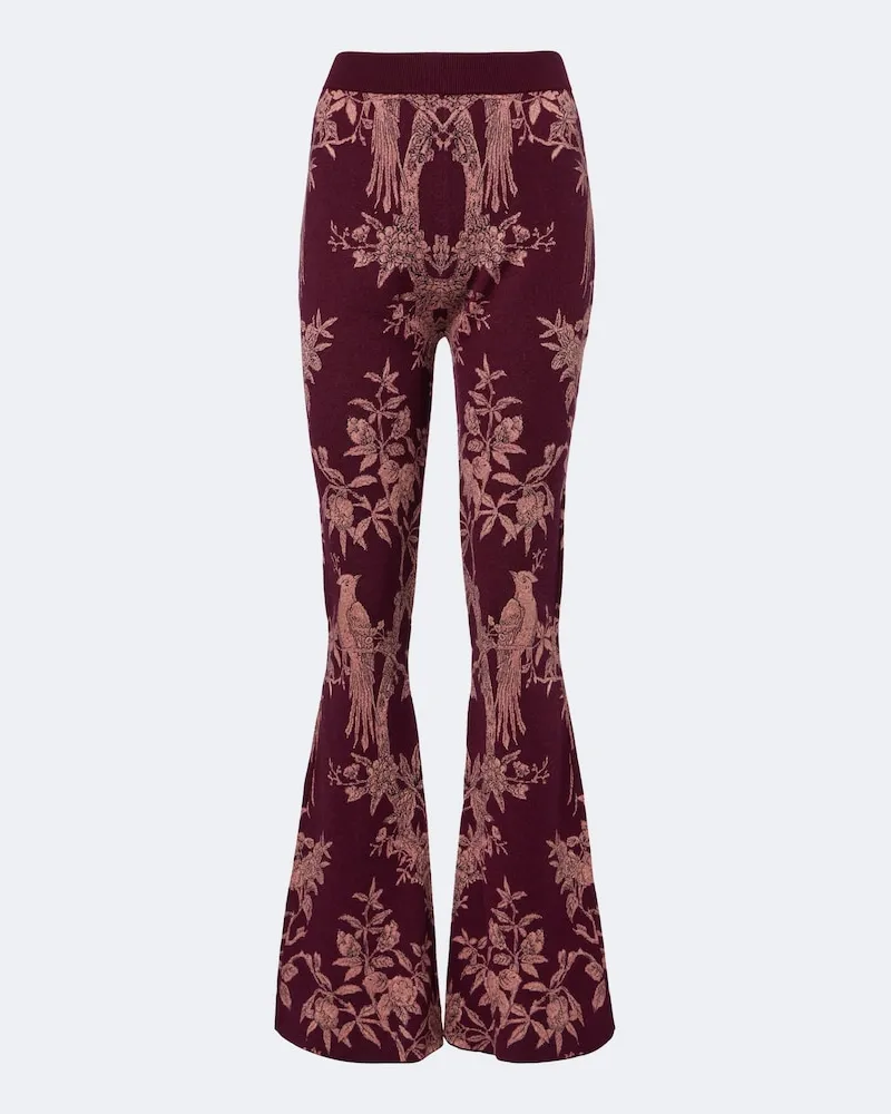 Etro Hose aus Jacquard-Strick Burgunderrot