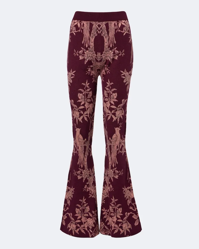 Etro Hose aus Jacquard-Strick Burgunderrot