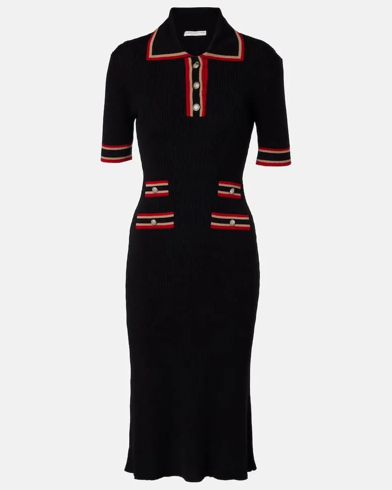 Alessandra Rich Polokleid aus Rippstrick Schwarz