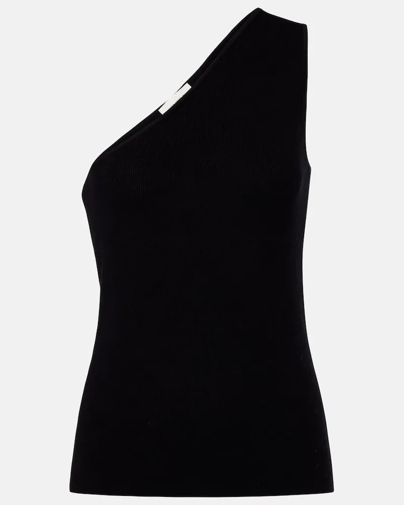 Lisa Yang One-Shoulder-Top aus Baumwolle und Kaschmir Schwarz