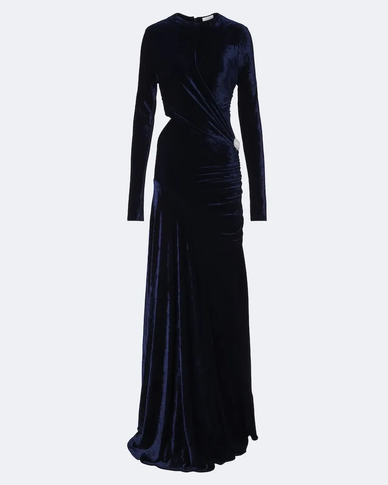Paco Rabanne Verzierte Robe aus Samt Blau