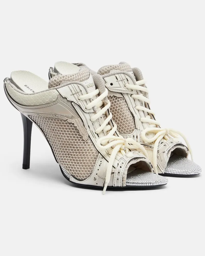 Balenciaga Pantoletten Stapler mit Leder und Kristallen Multicolor