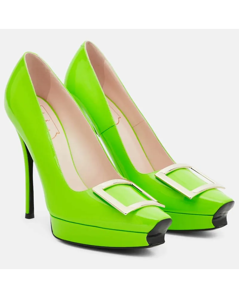 Roger Vivier Pumps Trompette aus Lackleder Gruen