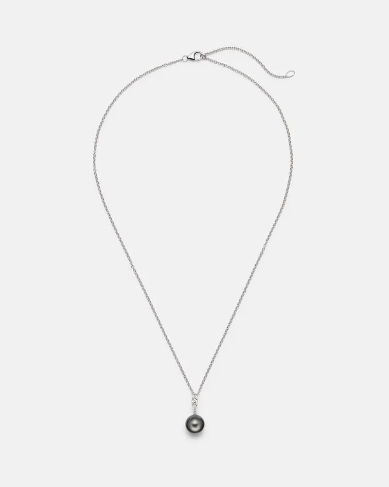 Mikimoto Halskette aus 18kt Weißgold mit Diamanten und Südseeperle Silber