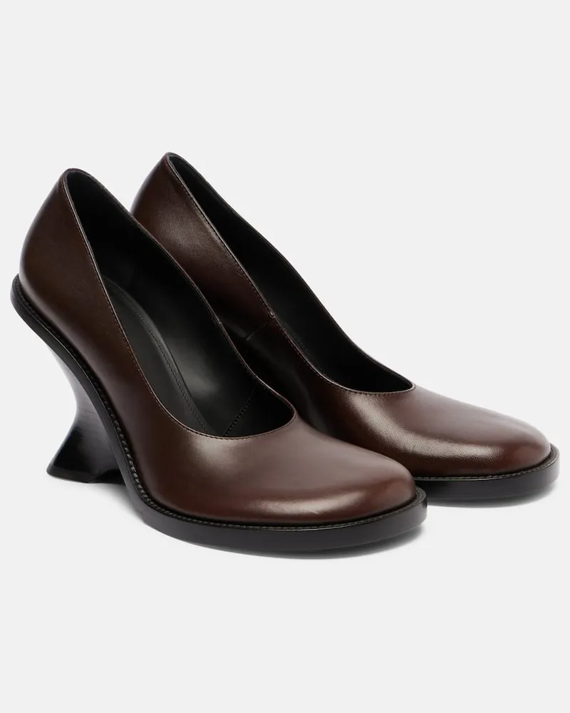 Dries van Noten Wedges 95 aus Leder Braun