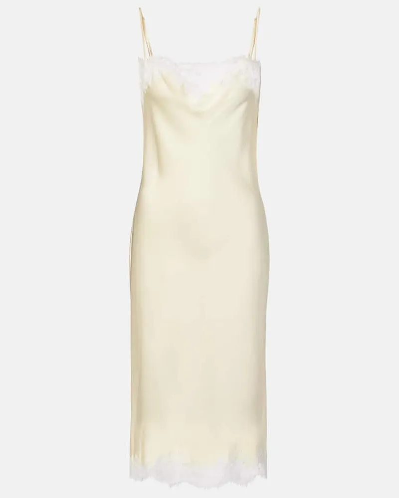 Stella McCartney Slipdress aus Satin mit Spitze Weiß