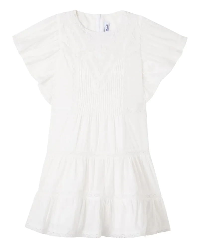 Tartine et Chocolat Besticktes Kleid aus Baumwolle mit Spitze Weiß