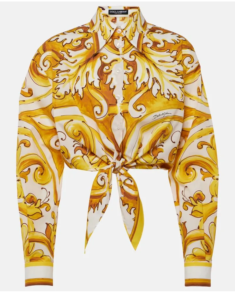 Dolce & Gabbana Cropped-Hemd Majolica aus Baumwollpopeline Multicolor