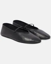 The Row Ballerinas aus Leder Schwarz