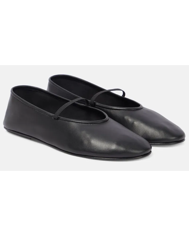 The Row Ballerinas aus Leder Schwarz