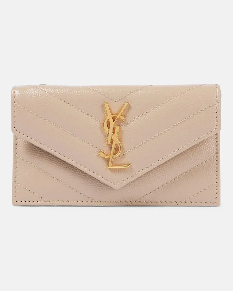 Saint Laurent Portemonnaie Cassandre aus Leder Beige