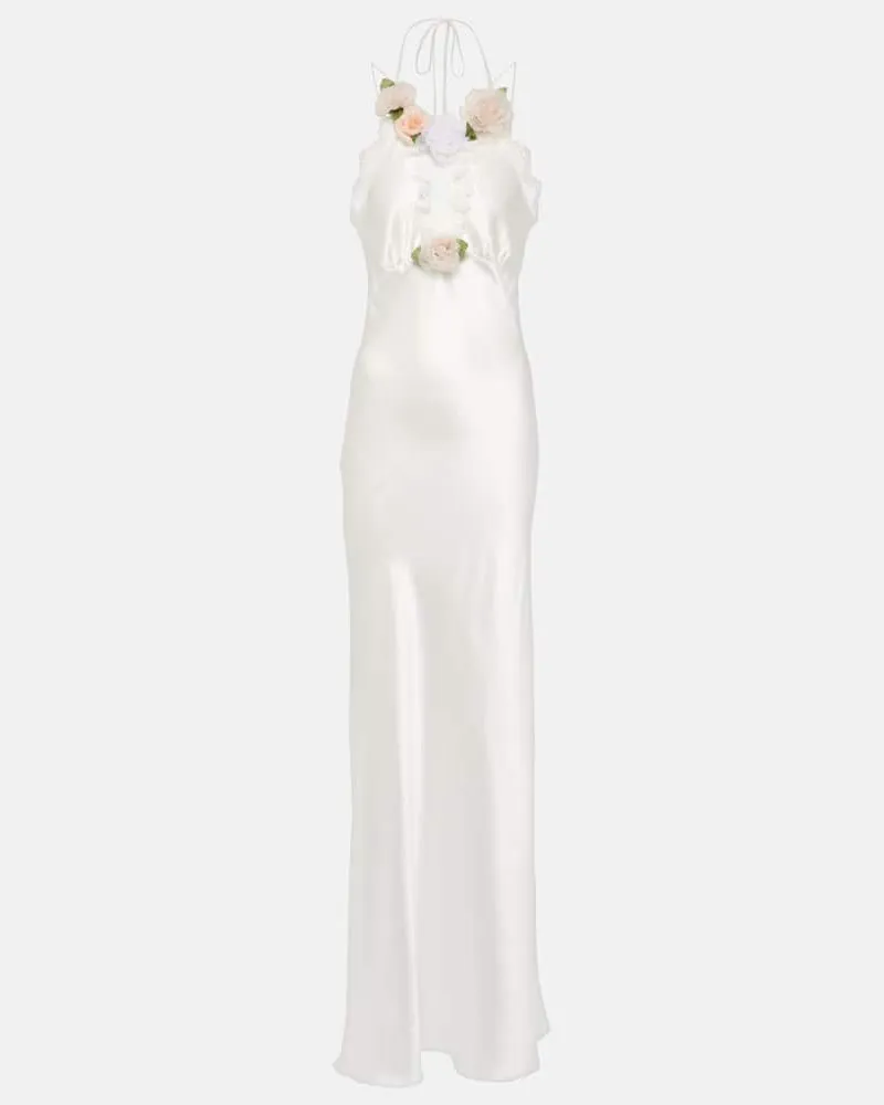Rodarte Bridal Robe aus Seide mit Spitze Weiß