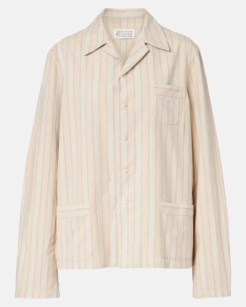 Maison Margiela Gestreiftes Hemd aus Baumwolle Beige