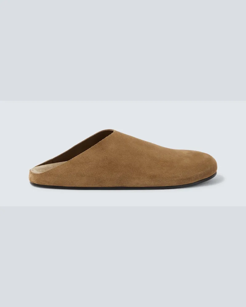 The Row Slippers Hudson aus Veloursleder Beige