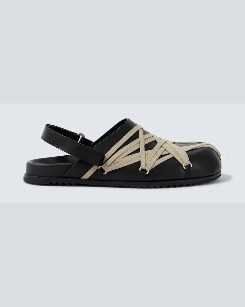 Rick Owens Slippers Megalace Mule aus Leder Schwarz