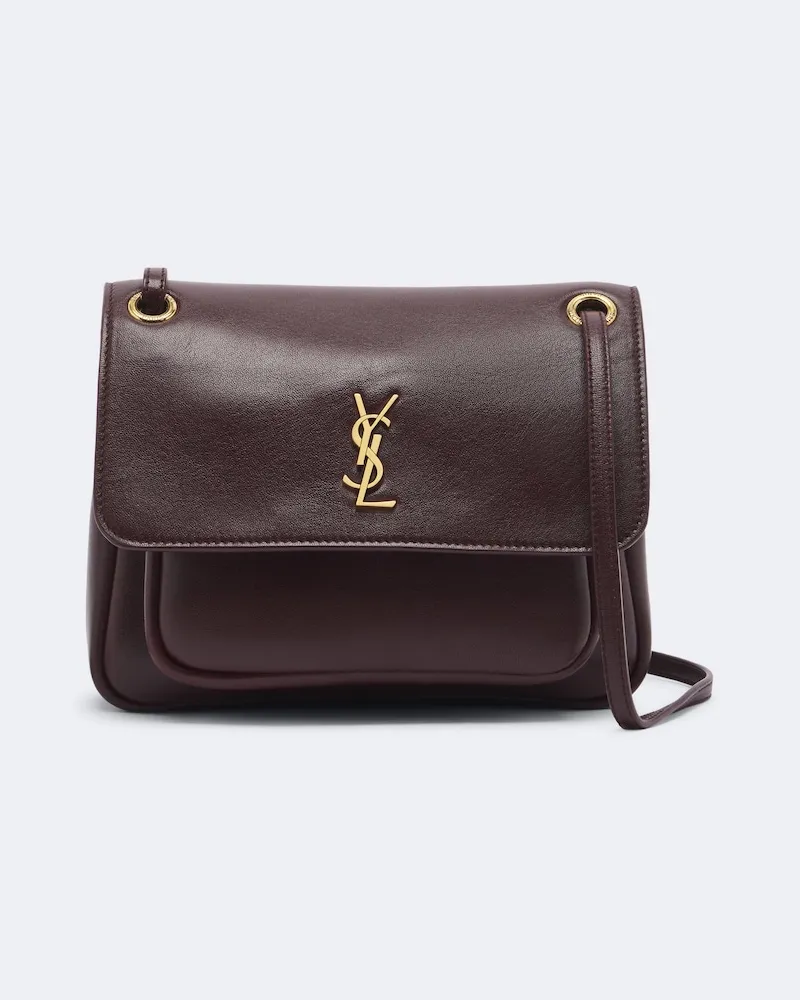 Saint Laurent Schultertasche Niki Cassandre aus Leder Burgunderrot