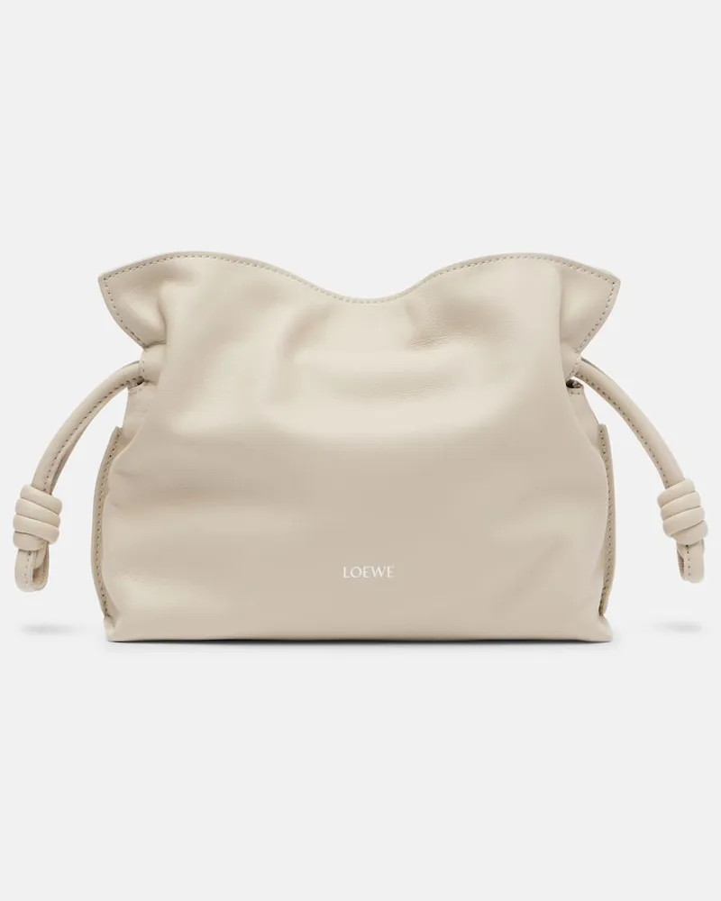 Loewe Clutch Flamenco Mini aus Leder Weiß