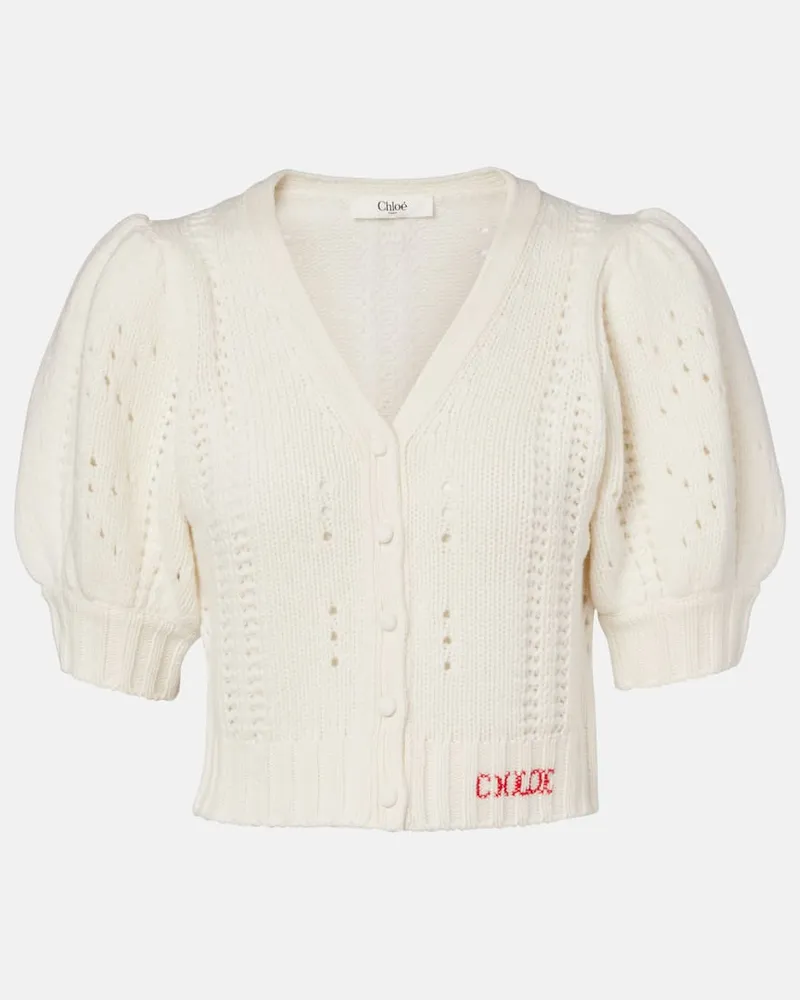 Chloé Chloé Cardigan aus Wolle und Kaschmir Weiß