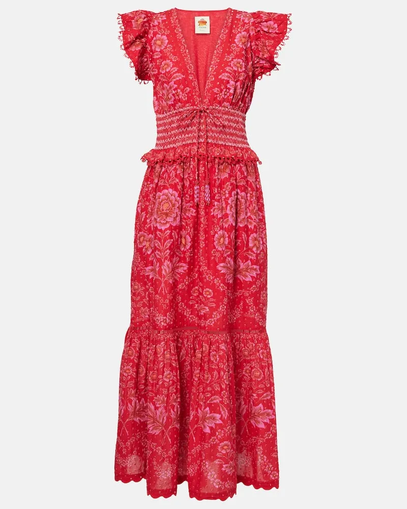 FARM Rio Bedrucktes Maxikleid aus Baumwolle Rot