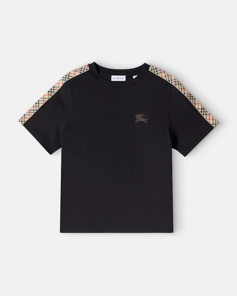 Burberry T-Shirt Burberry Check EKD aus Baumwoll-Jersey Schwarz