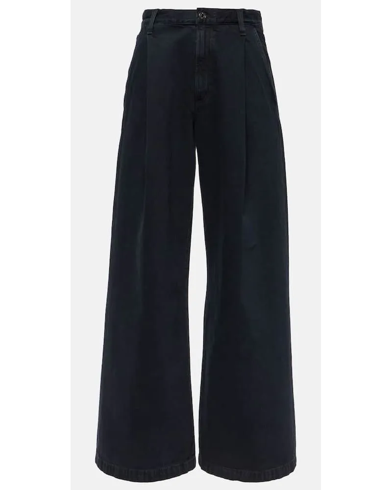 AGOLDE Low-Rise Wide-Leg Jeans Ellis Schwarz