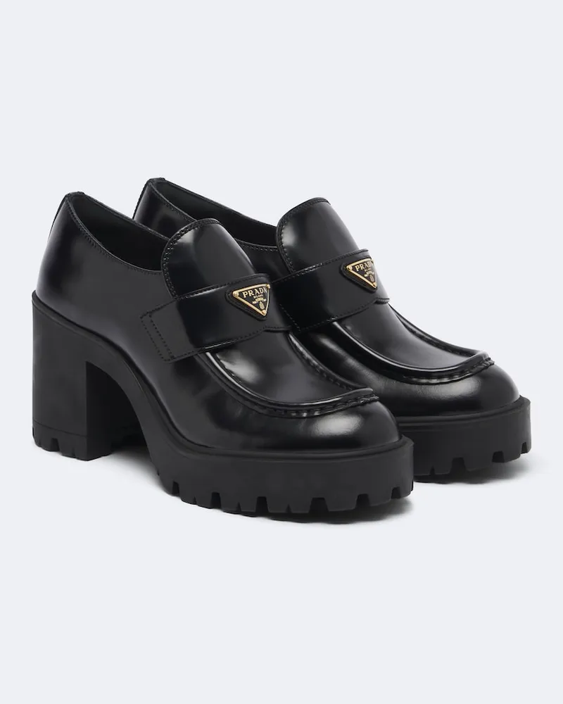 Prada Plateau-Loafers aus Leder Schwarz