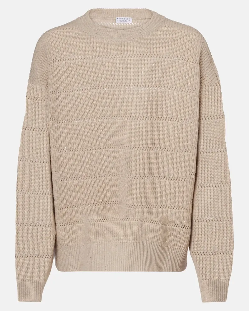 Brunello Cucinelli Pullover aus einem Kaschmirgemisch Beige