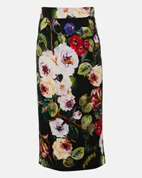 Dolce & Gabbana Midirock Rose Garden aus Charmeuse Multicolor