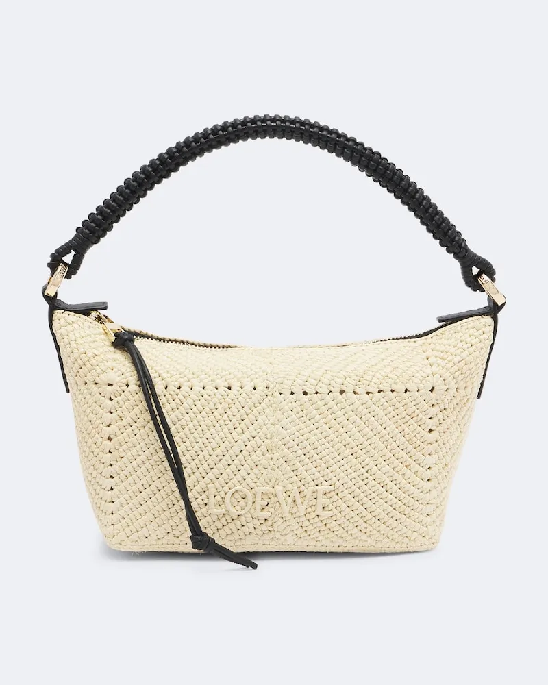 Loewe Henkeltasche Cala Mini aus Raffiabast mit Leder Beige