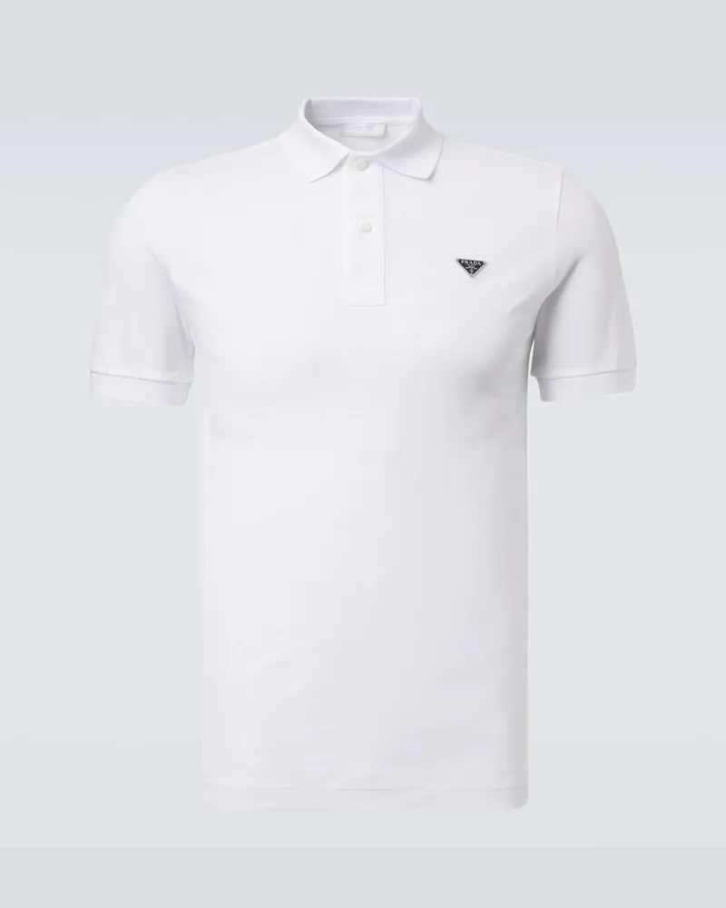 Prada Polohemd aus Baumwoll-Piqué Weiß