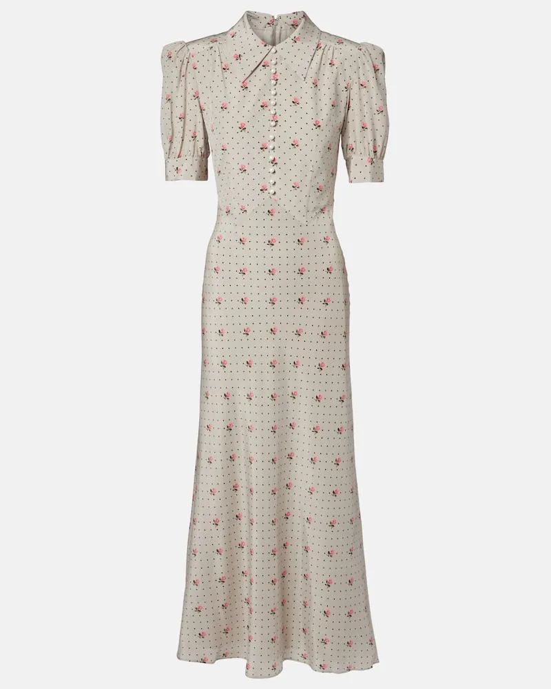 Alessandra Rich Maxikleid aus Seide Grau