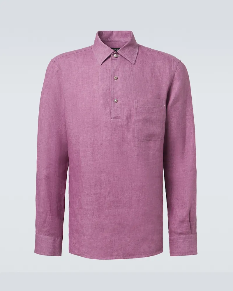 Ermenegildo Zegna Hemd aus Leinen Violett
