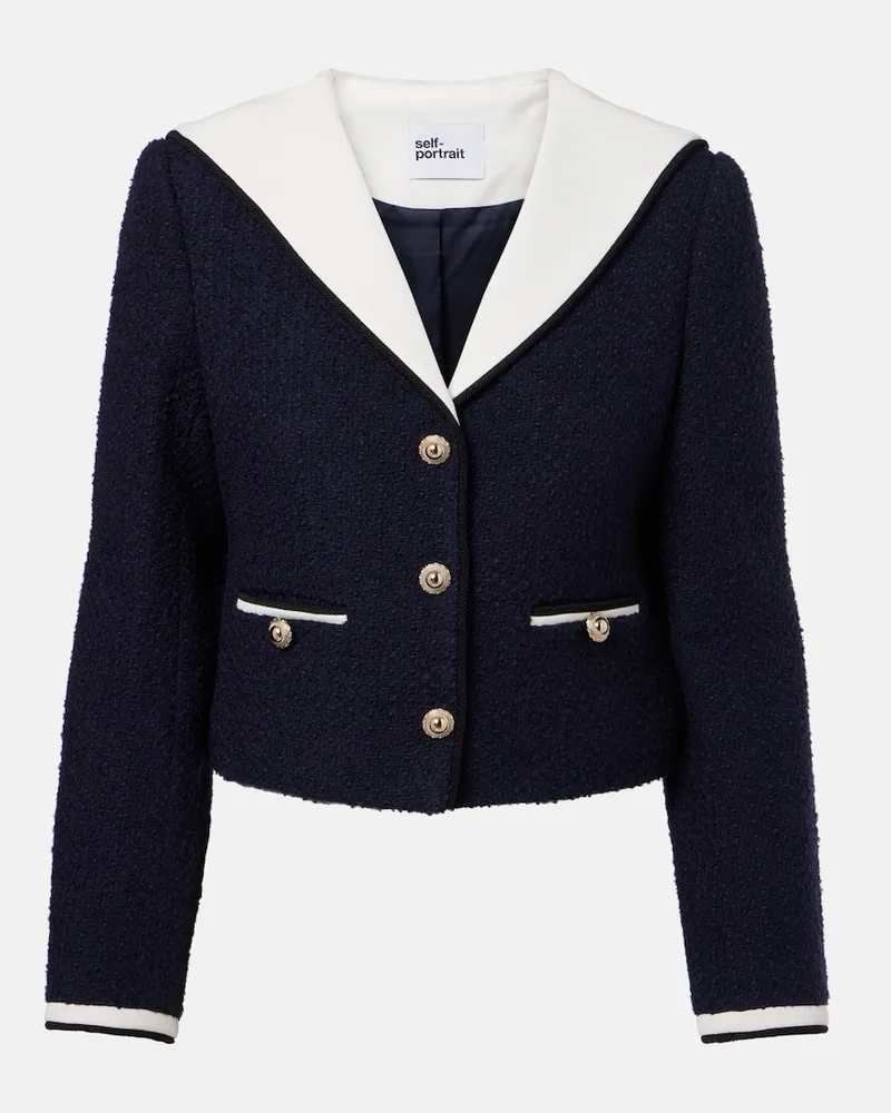 Self-Portrait Jacke aus Bouclé Blau