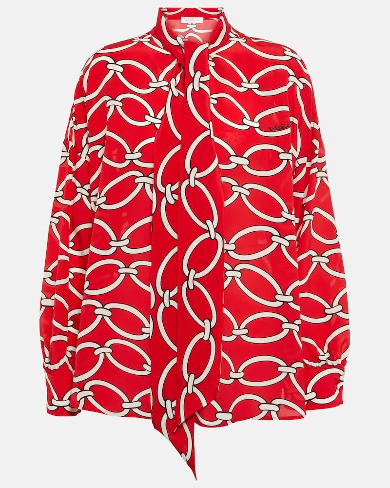 Valentino Garavani Bluse Chain 1967 aus Seide Rot