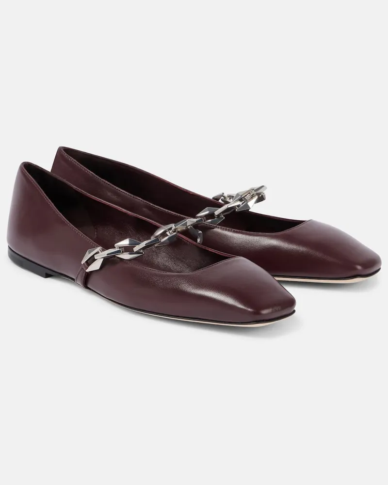 Jimmy Choo Ballerinas Diamond Tilda aus Leder Schwarz