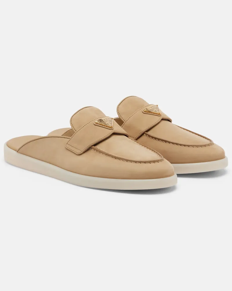 Prada Slippers aus Veloursleder Beige