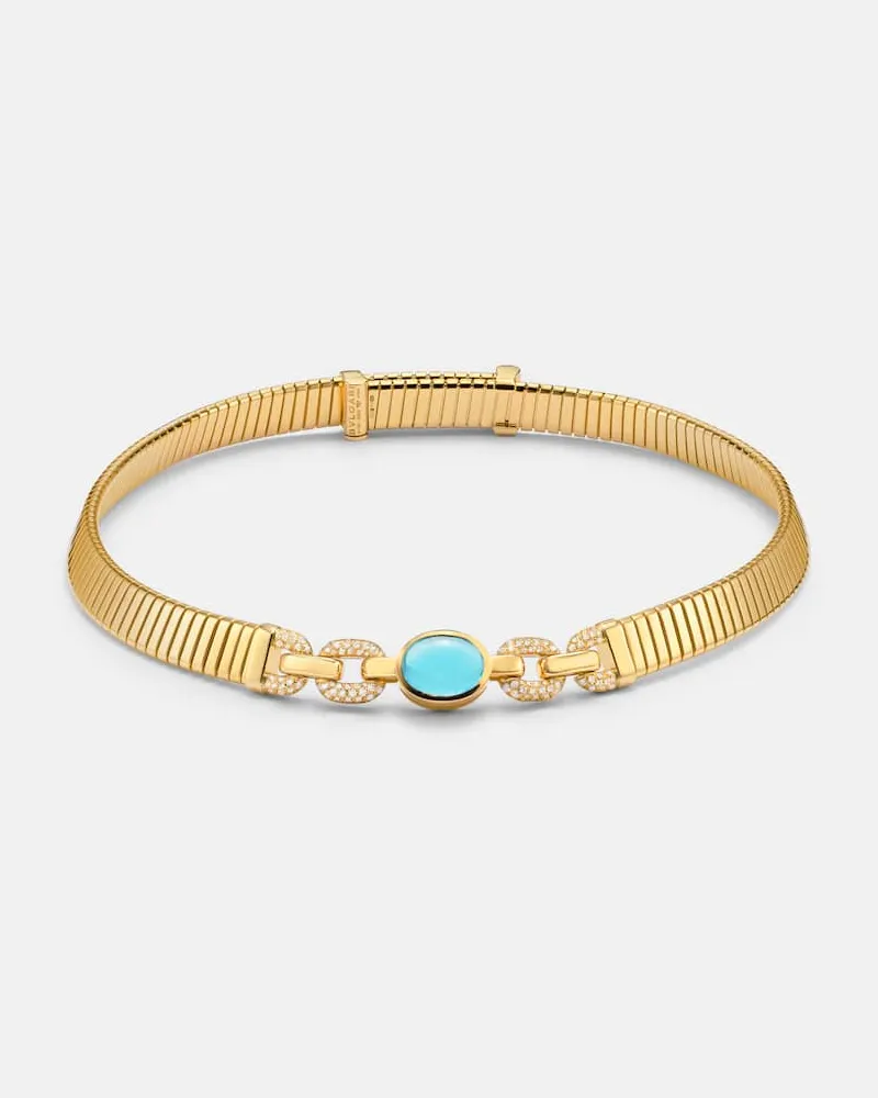 Bulgari Halskette Bvlgari Tubogas aus 18kt Gelbgold mit Diamanten und Topas Gold