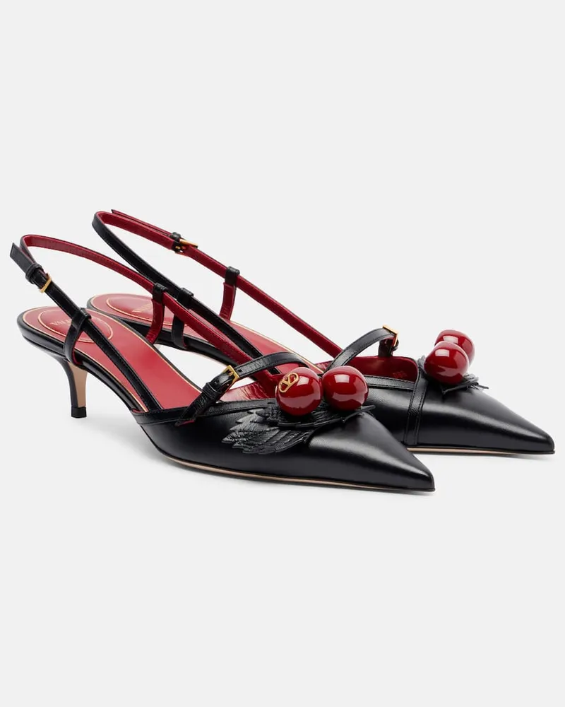 Valentino Garavani Slingback-Pumps Cherryfic 45 aus Leder Schwarz