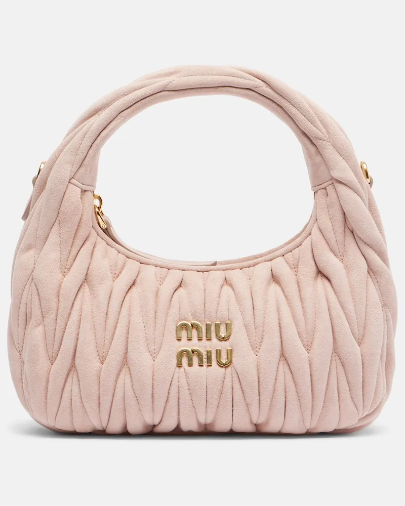 Miu Miu Tote Bag Wander Small aus Matelassé-Veloursleder Rosa