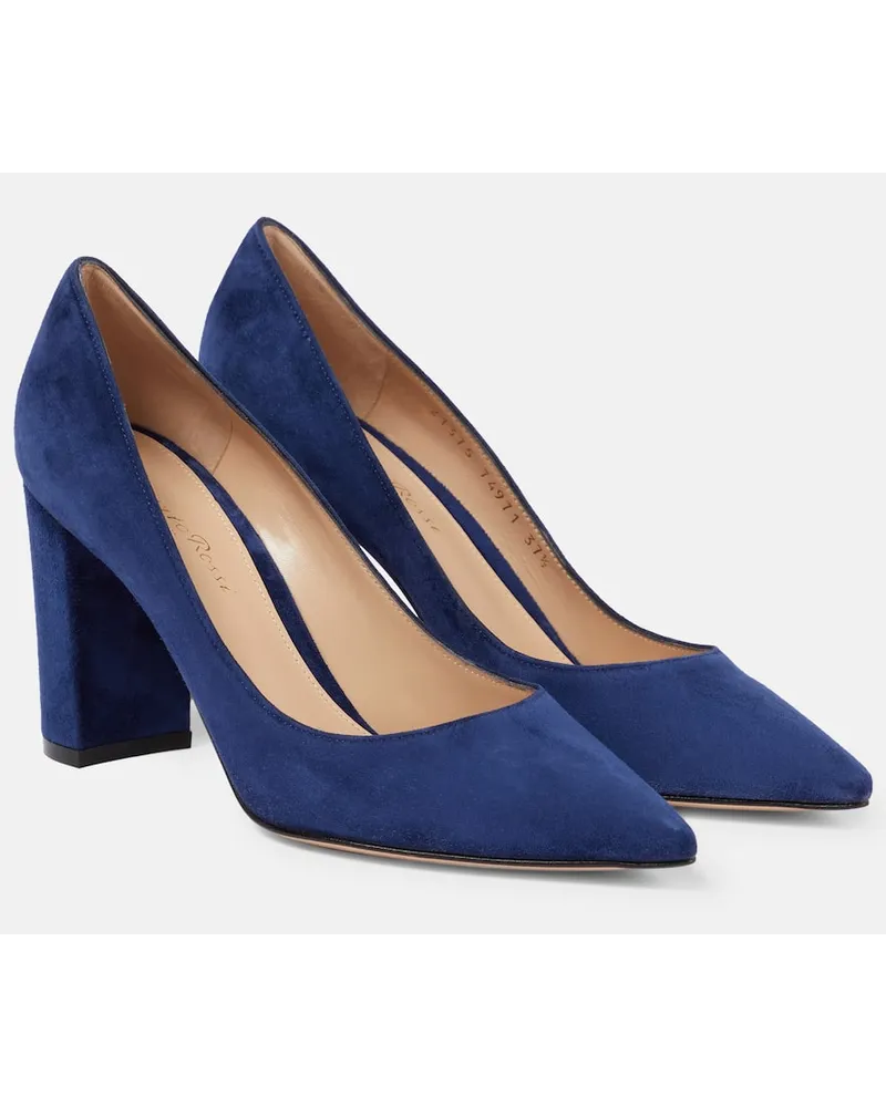 Gianvito Rossi Pumps Piper 85 aus Veloursleder Blau
