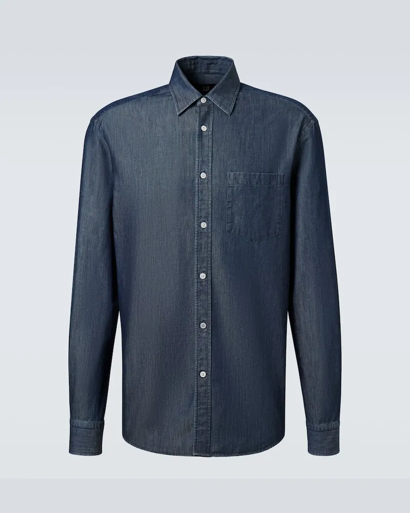 Dunhill Hemd aus Chambray Blau