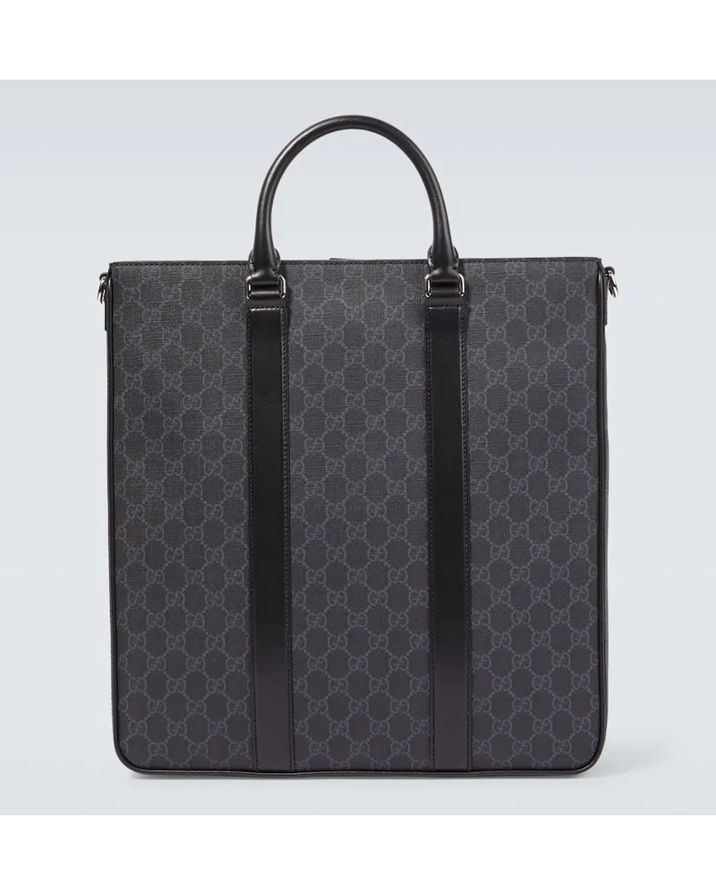 Gucci Messenger Bag GG Supreme Medium mit Leder Schwarz