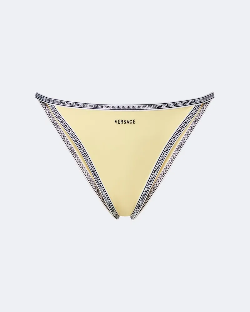 Versace Besticktes Bikini-Höschen Greca Gelb