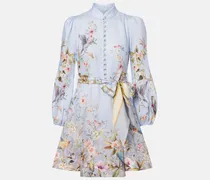 Bedrucktes Minikleid Rebellion aus Leinen